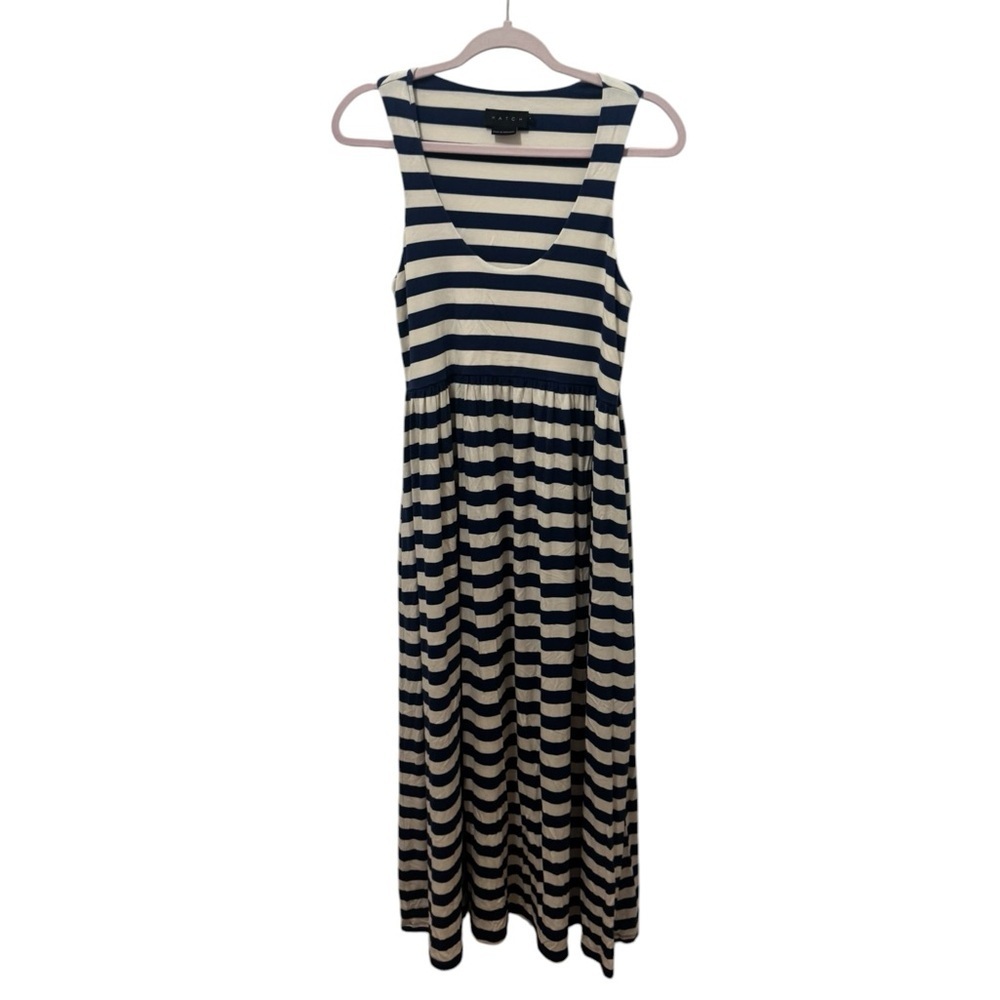 Hatch Navy and White Striped Sleeveless Dress Size Small